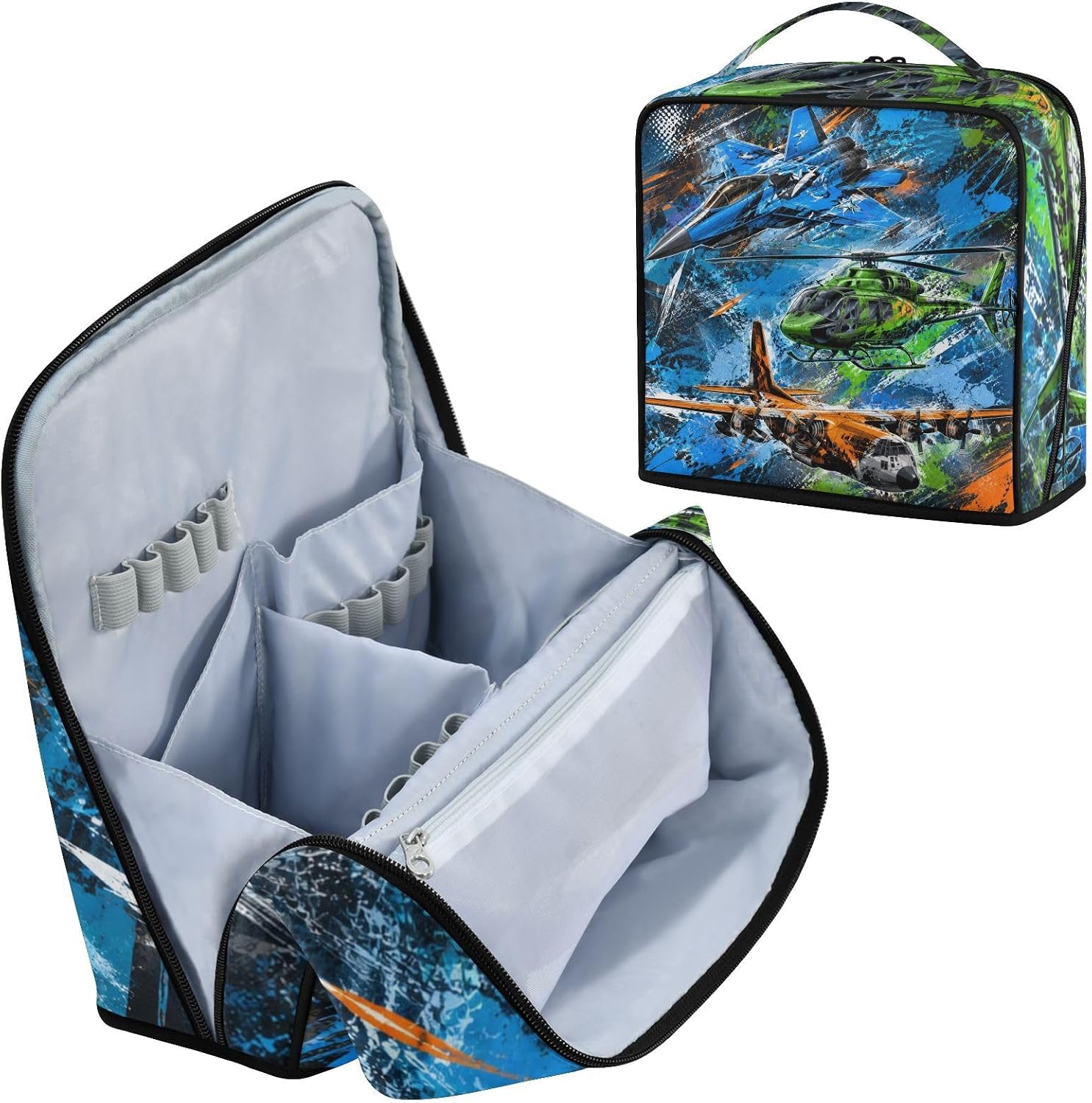 Travel Makeup Bag Military Aircraft Colorful Cosmetic Organizer