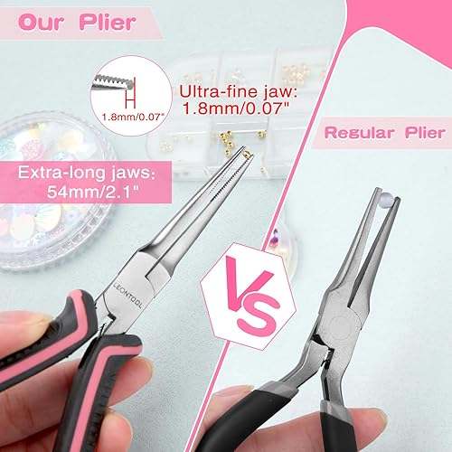 Miniatura 52 de Mini alicates de punta de aguja para fabricación de joyas, alicates de nariz de cadena de 6 pulgadas con mandíbulas lisas, mini pinzas de precisión