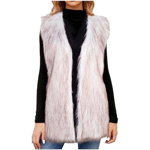 Womens Faux Fur Vest Winter Warm Short Coat Fluffy Shaggy Sleeveless Jacket Fashion Casual Fuzzy Outerwear
