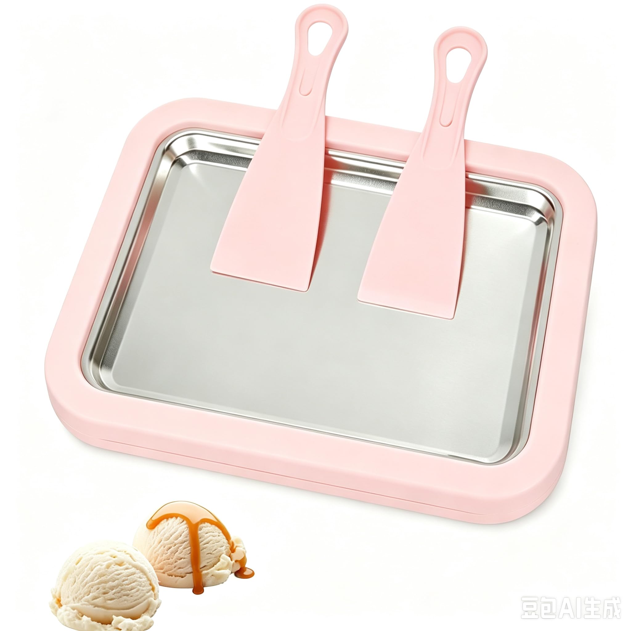 Instant Ice Cream Maker,Rolled Ice Cream Maker, Soft Serve Ice Cream maker,Perfect for Frozen Yogurt, and More! Food grade stainless steel ice cream roll machine for home us (Pink)-image-20