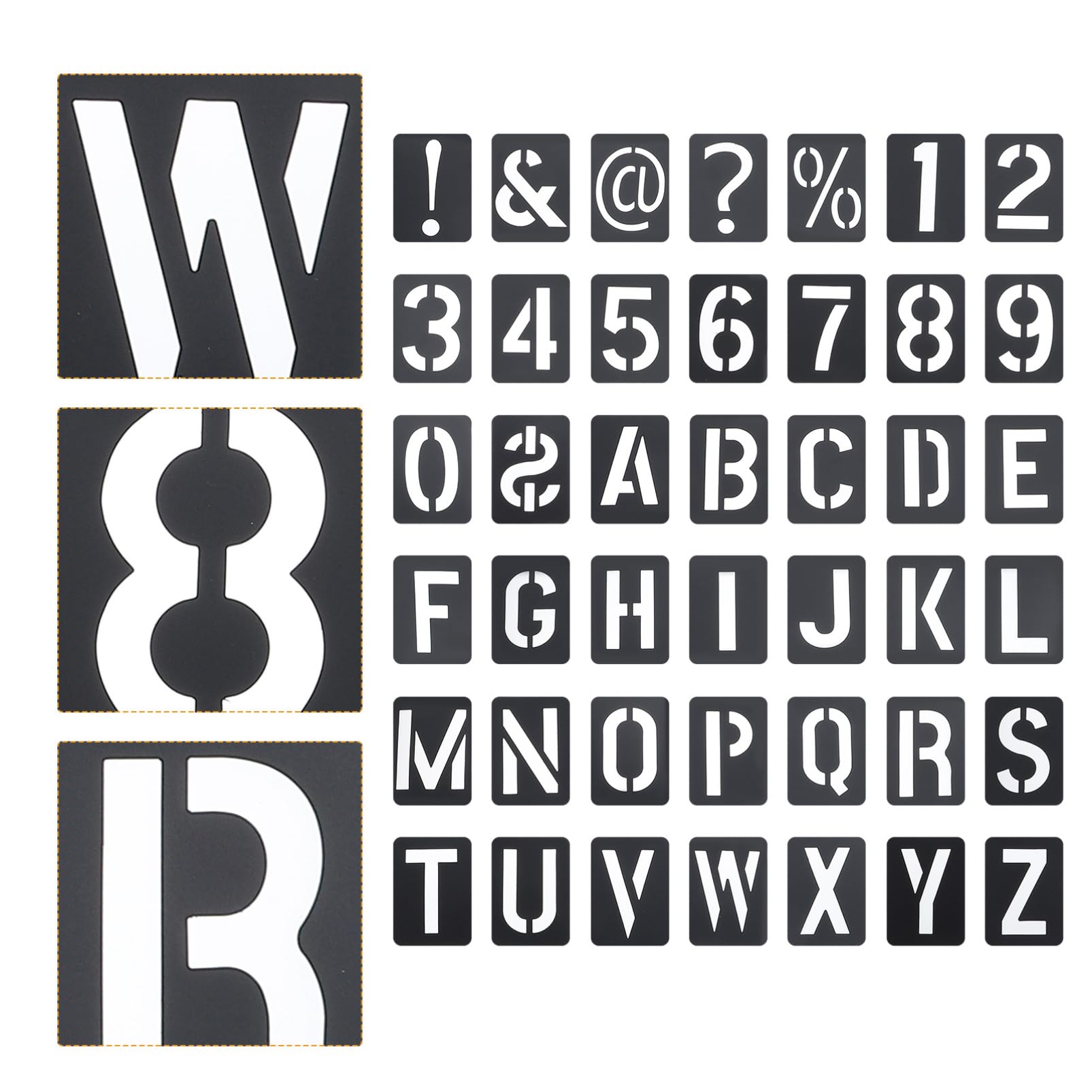 Tofficu 5 Set stampini per lettere riutilizzabili stencil per dipingere per l'artigianato modelli di pittura numero stencil per pittura Template per pittura modelli di alfabeto pp Black