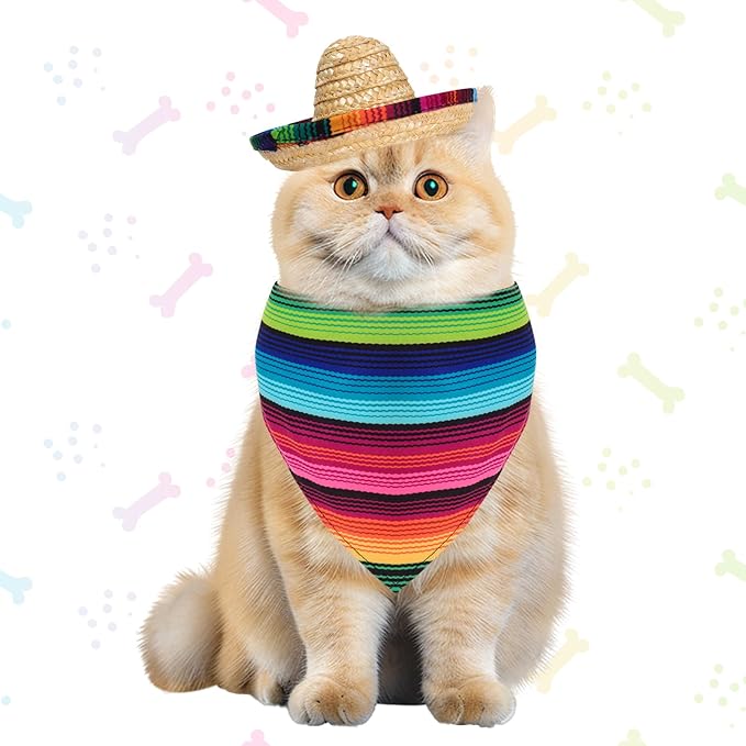Disfraz Mexicano Sombrero y Bandana para Perros Pequeños Fumwase miniatura 4