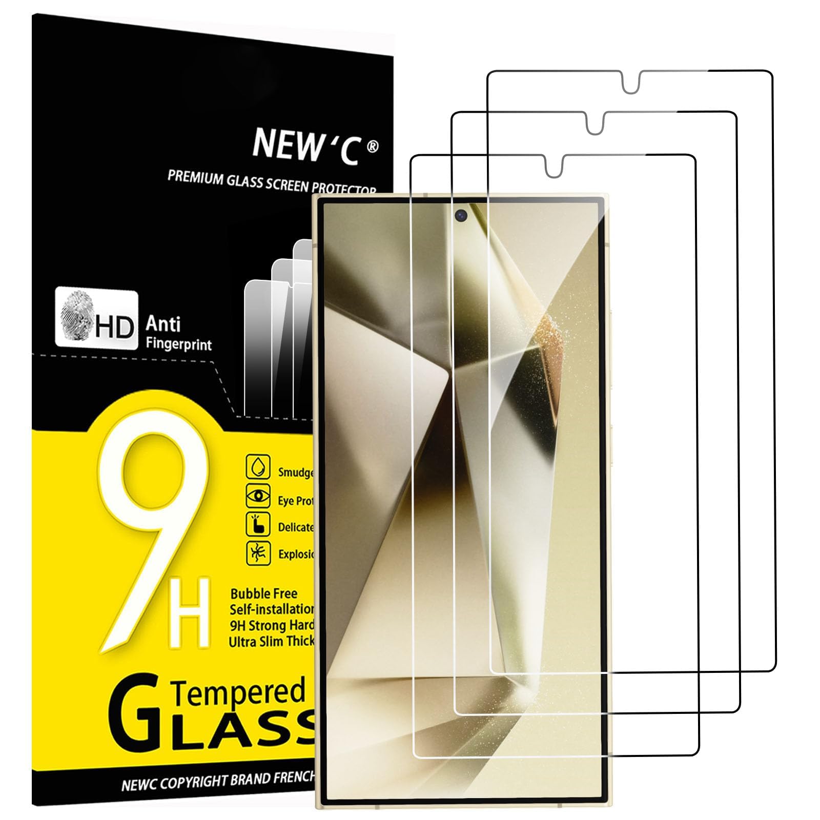 NEW'C 3 Stück für Samsung Galaxy S25 Ultra für Panzerglas, Frei von Kratzern, 9H Härte, HD Displayschutzfolie, Ultra-klar, Ultrabeständig