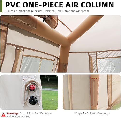 Miniatura 5 de Inflatable Tent with Pump, Glamping Tents for 4-6 Person, Easy Setup 4 Season Outdoor Tent, Water-Proof Luxury Glamping with 12 Mesh Window