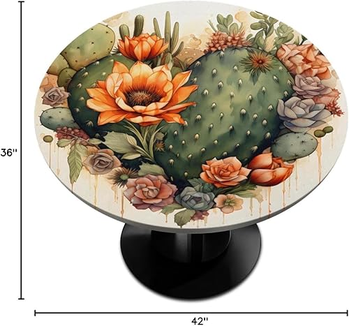 Vista 146 de Pardick Mantel redondo ajustable con diseño de flores de arte en acuarela con mantel elástico, mantel elástico redondo, impermeable, lavable, se