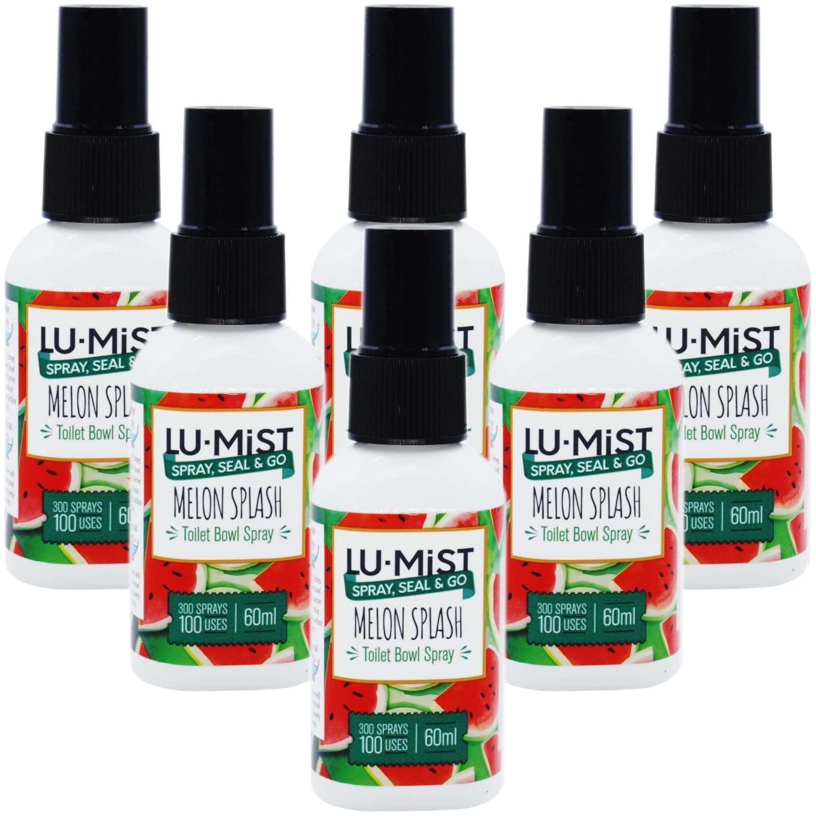 6x Lu Mist Toilet Bowl Spray 6x60ml - Melon Splash