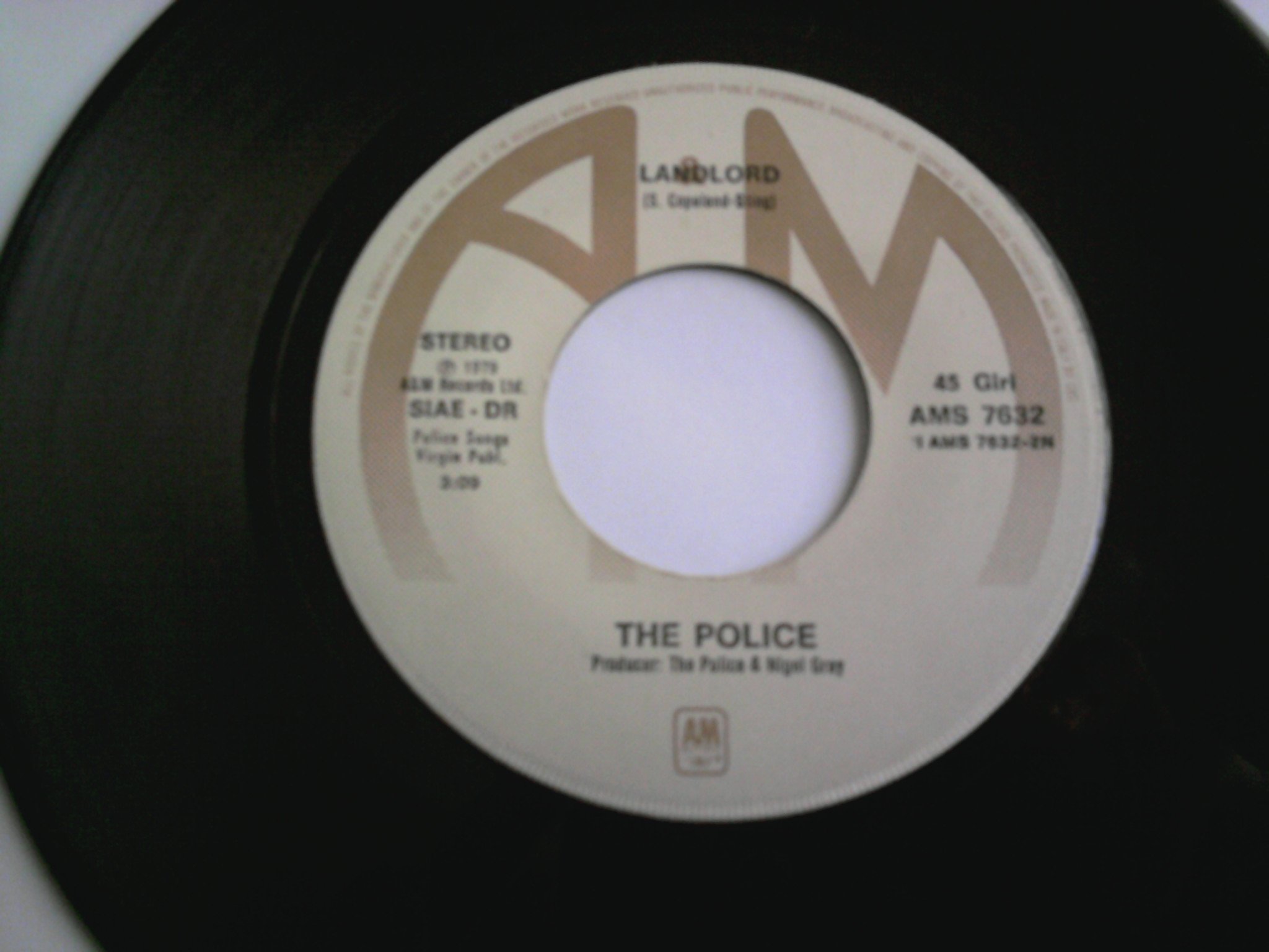 The Police "Message In A Bottle / Landlord" (Vinile 7" - 45 Giri) (A&M,Cat. Nr. AMS 7632)