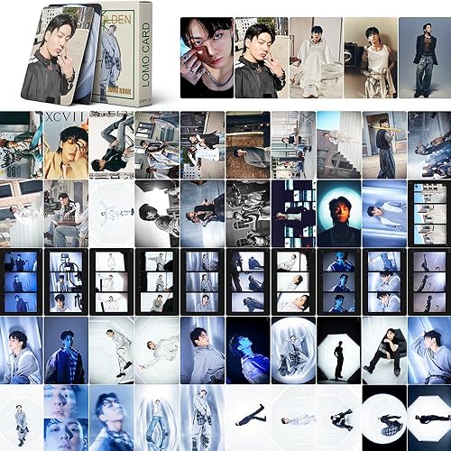 Miniatura 2 de Funwaretech Jungkook - Juego de 55 tarjetas de fotos doradas Jungkook 2023, álbum dorado Lomo, tarjetas Bangtan para niños, mercancía Kpop, regalo