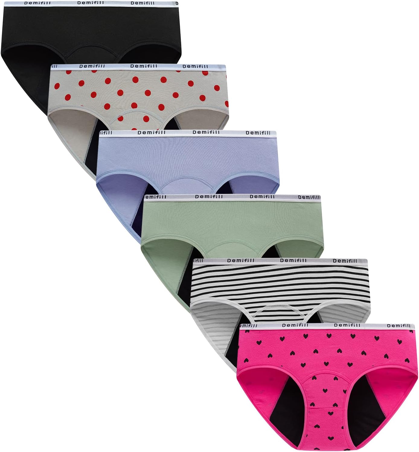 Teen Girls Period Panties Juniors First Period Starter Underwear Soft Briefs Pack of 6 Multipack