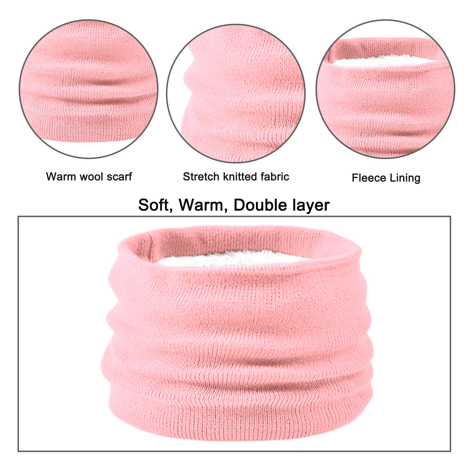 Enwokran 3 Stück Kinder Wintermützen Handschuhe Schal Set Beanie Mütze Knoten-Bogen Warme Gestrickte Touchscreen-Handschuhe Loop Schlauchschal für Jungen Mädchen 3-8 Jahre Outdoor Aktivitäten