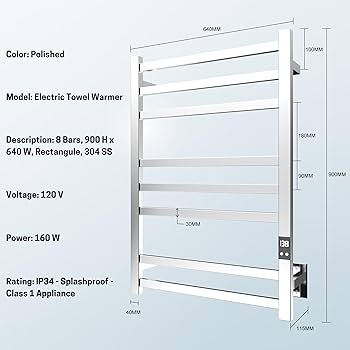 Heated Towel Rail Portable Freestanding Rail Electric Clothes Rack Warmer Shelf | Buy Heated