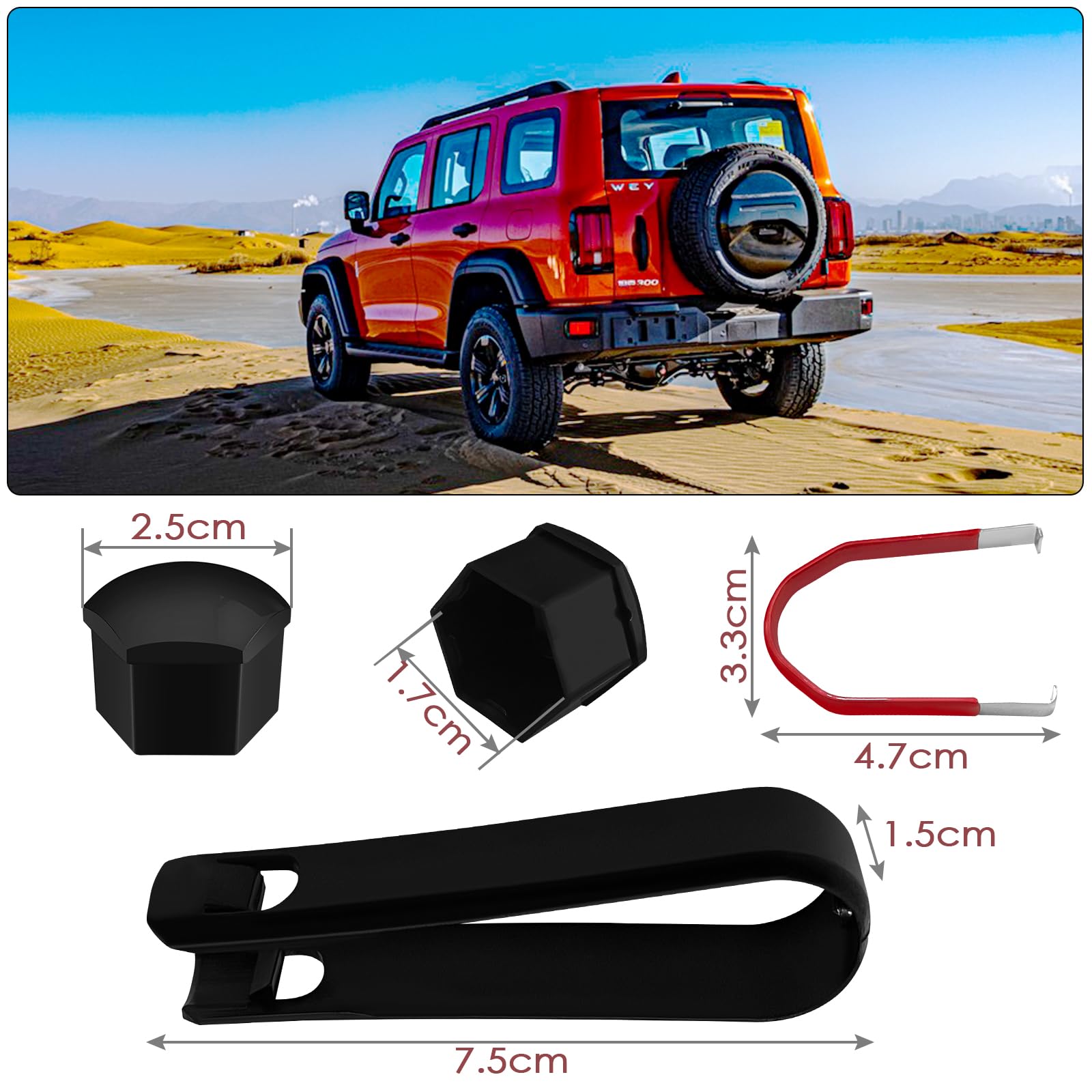 24 Pezzi Copribulloni Auto 17mm Universali Tappi Copridado Ruota Nero con Attrezzo Rimozione