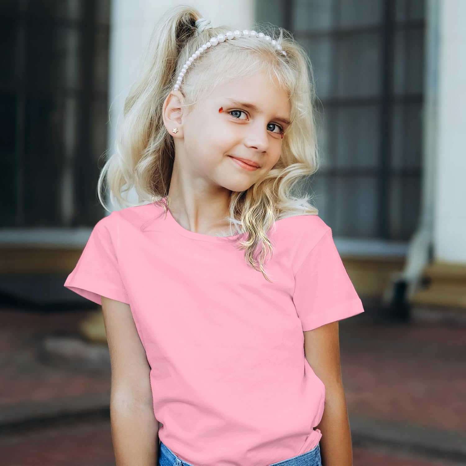 Girls/Kids/Toddlers Crew Neck Cotton T-Shirts Short Sleeve Summer Basic Tops(Age 2-12Y) - Image 3