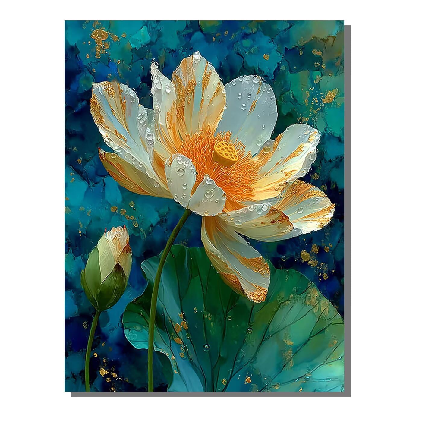Blume Abstrakt Malen Nach Zahlen Erwachsene, Paint by Numbers Adult Anfänger Kreativ Set für, Heimwerk Malen Nach Zahlen Kinder, 3 Pinsel und 36 Acrylfarbe Als, für Deko Wohnzimmer 60 x 80 cm BJHWK73
