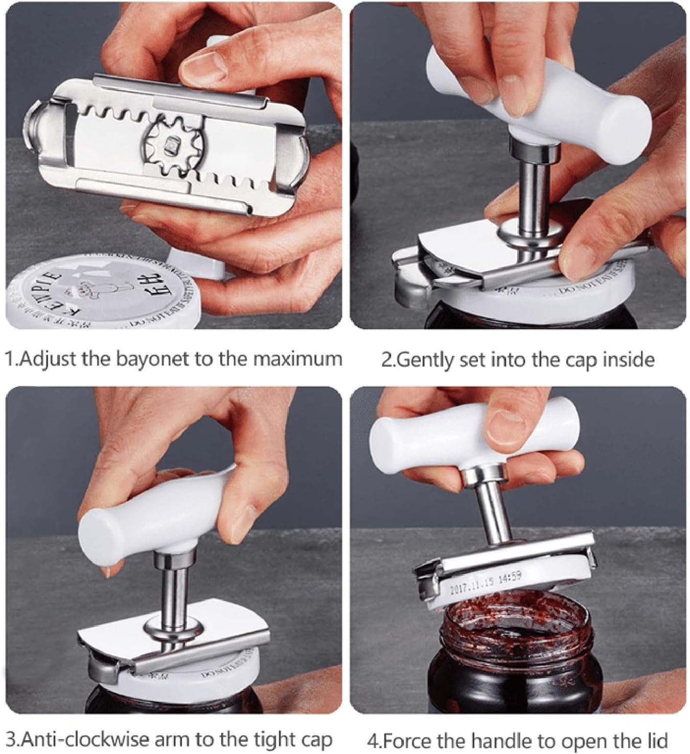 3PCS Easy Open Adjustable Grip Stainless Steel Jar Opener for Multi-size Canning Bottles Home Kitchen Gadgets (GREEN)