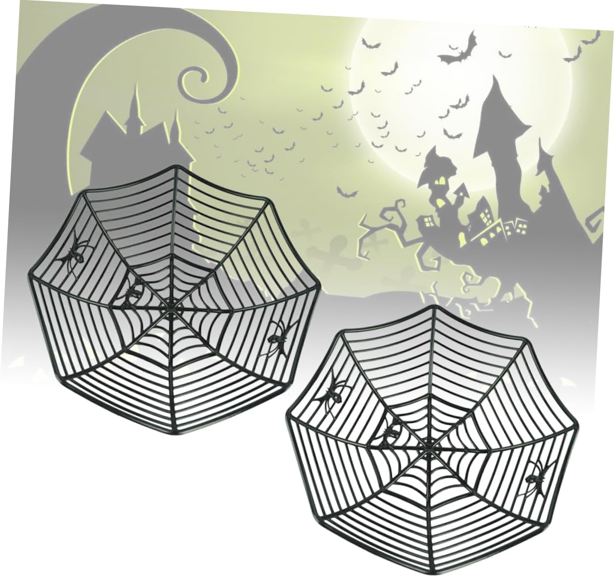 CHILDWEET Halloween Spider Web Candy Dish Plastic 2 Piece Black Storage