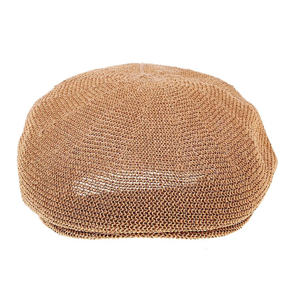 Oshhni Hombres Transpirable Verano Paja Sol Sombrero Newsboy Hiedra Gorra Cabbie Plana Gorra Plana