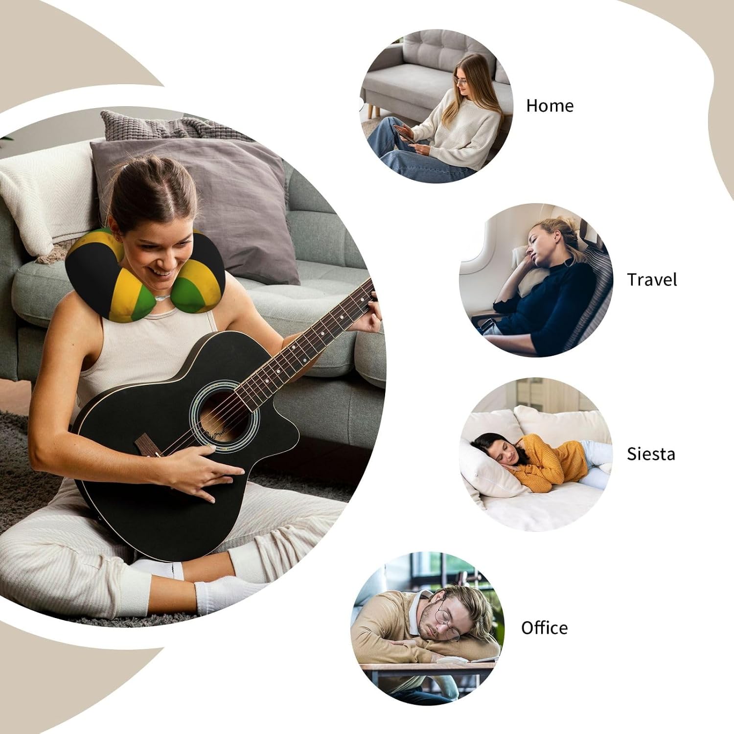 Old Jamaican Flag Travel Neck Pillow - Comfortable Neck Pillow Suitable for Traveling, Car, Home, Officeï¼ŒBlack