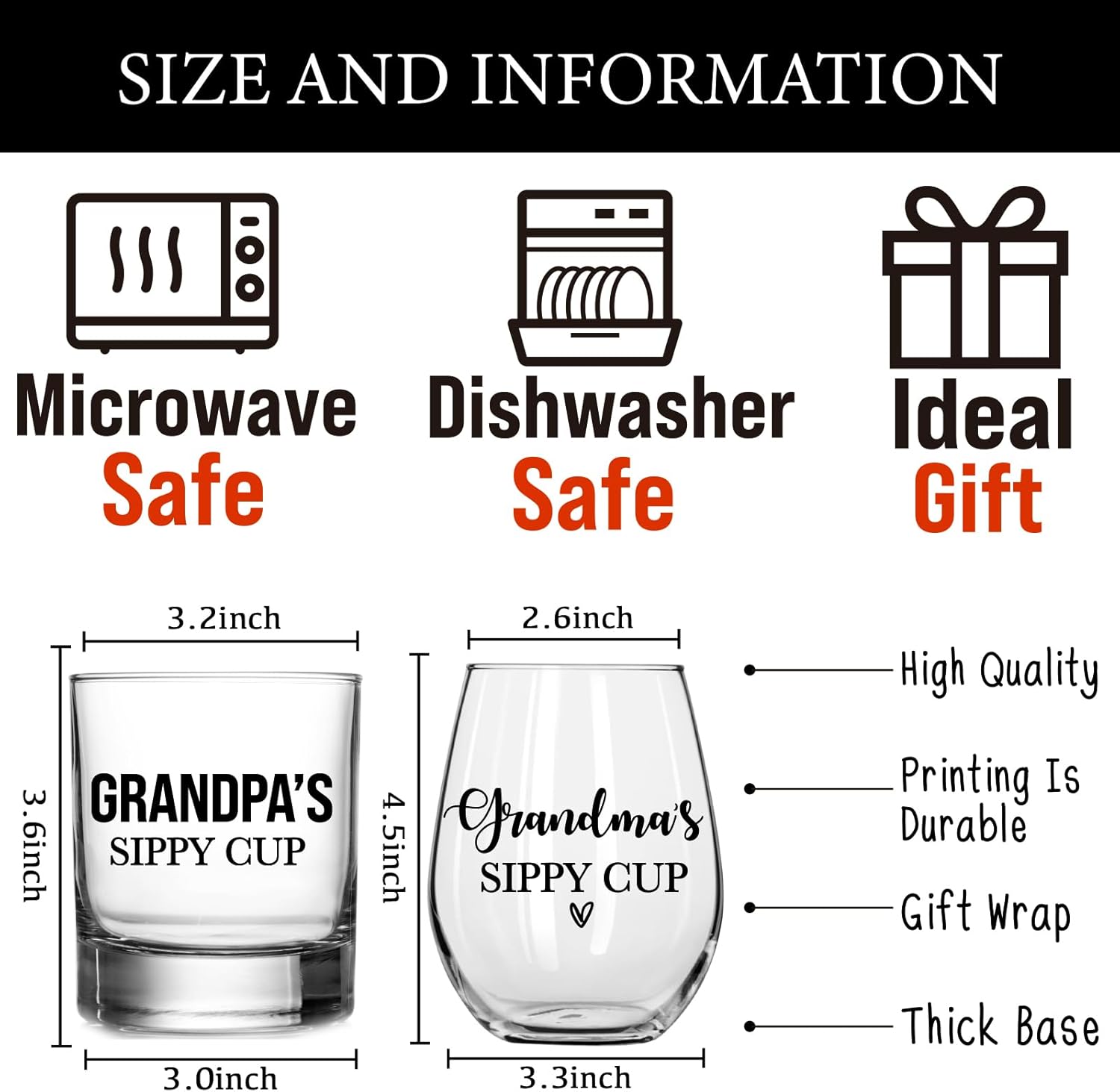 Grandma Grandpa Sippy Cup Funny Wine Glass,Funny 2-Piece Wine and Whiskey Glass Set,Time Grandmother or New Grandparents - Image 2