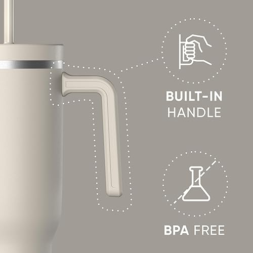 Miniatura 146 de Hydrapeak Voyager - Vaso de acero inoxidable de 40 onzas con asa, botella de agua aislada con popote y tapa, taza de viaje reutilizable apta