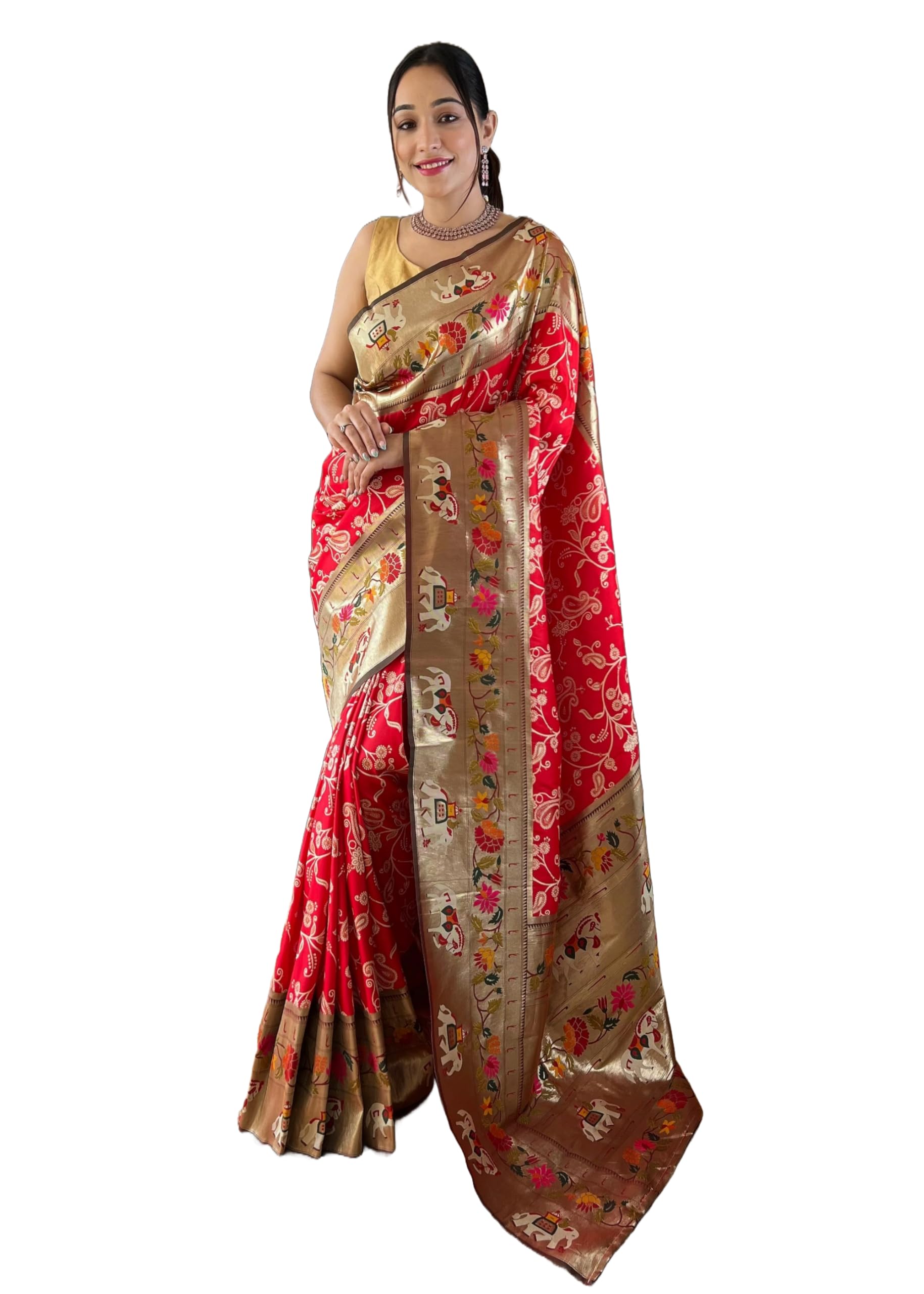 Womens Beautiful Lucknowi Concept Weaving Paithani Work Saree 14466