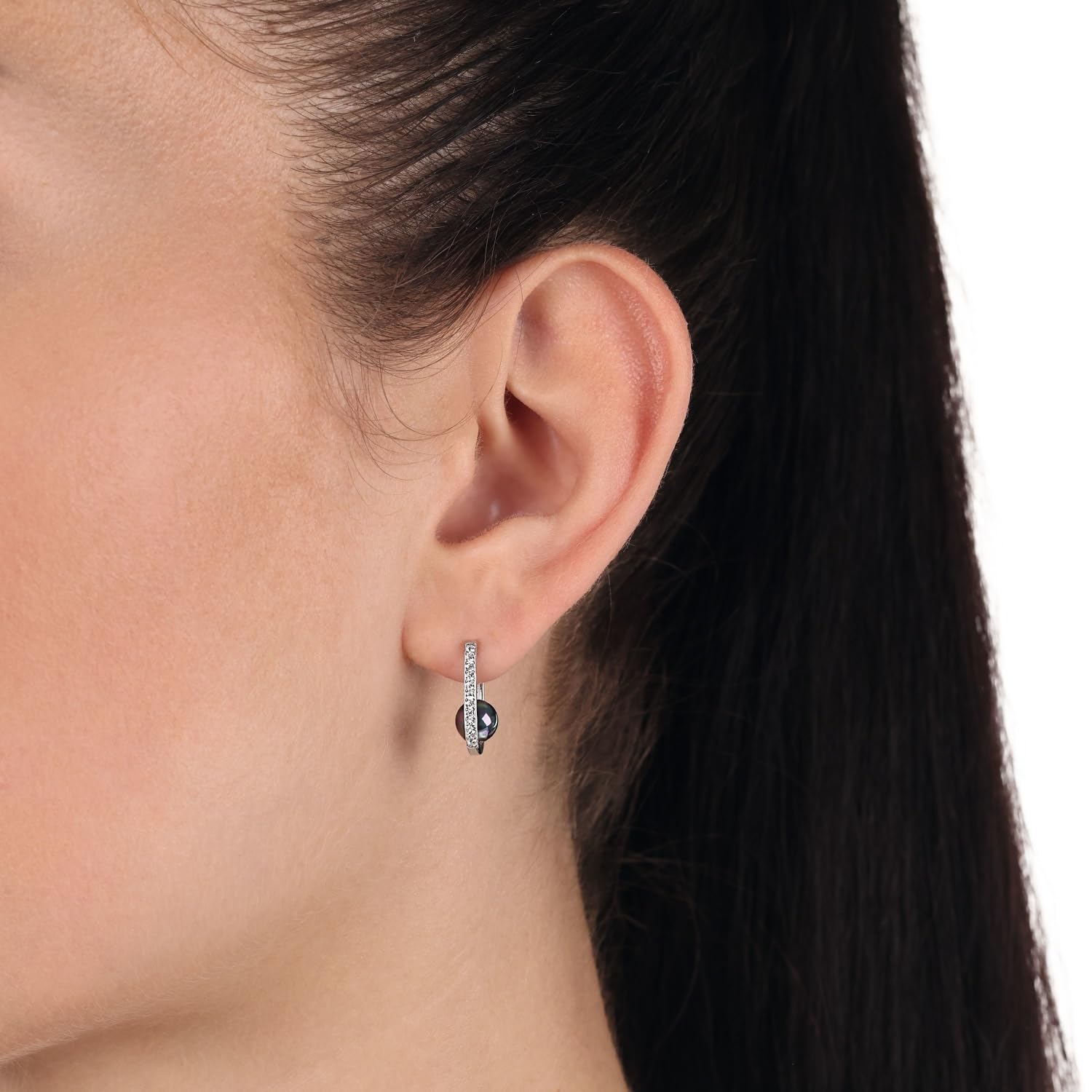 Amor Creolen aus 925 Sterling Silber für Damen, Ohrschmuck, teilw. mit Schmuckstein, Silber 925 vergoldet, Geschenk für Frau und Freundin, Kommt in Schmuckbox