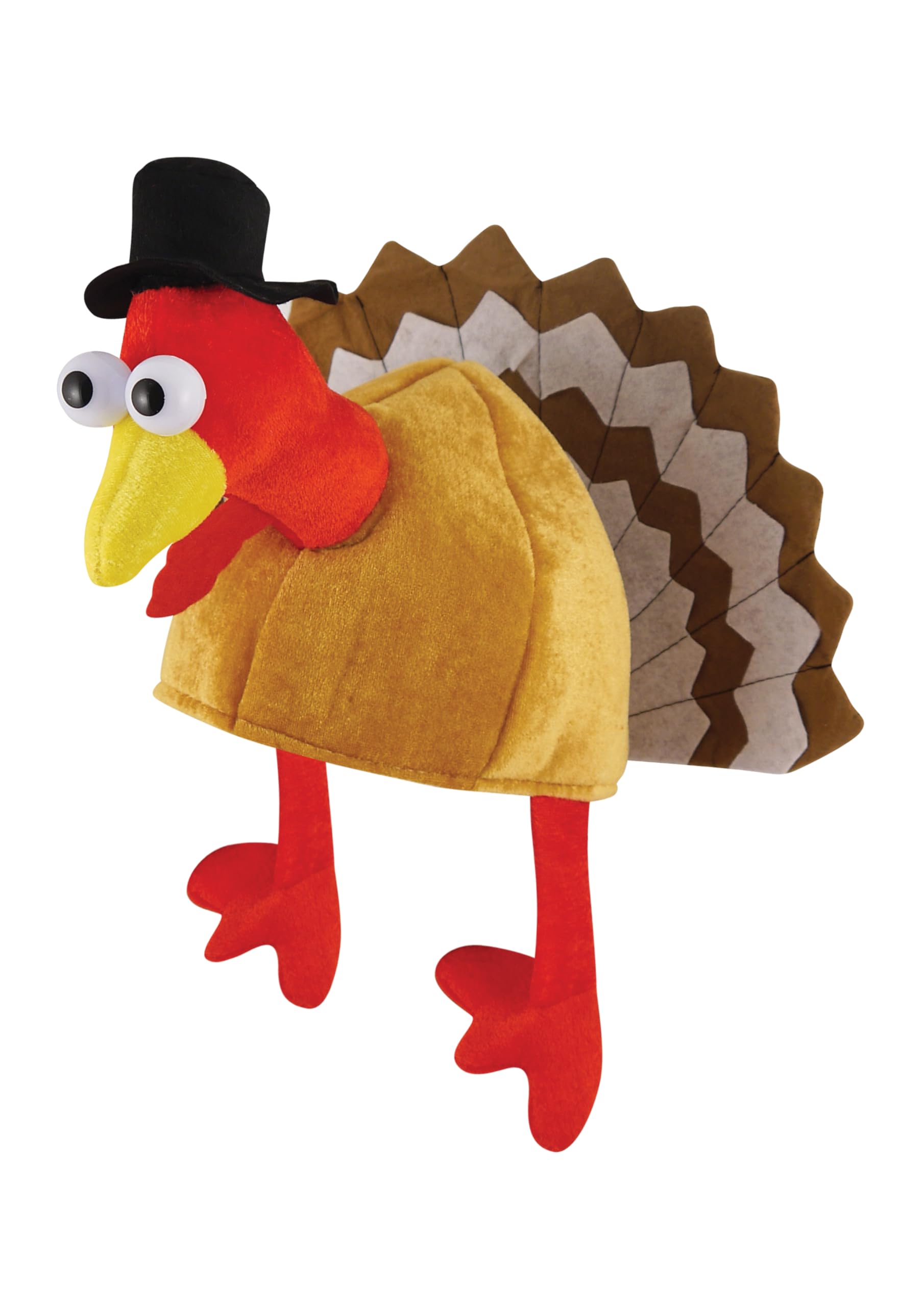 HENBRANDT Single Adult Turkey Christmas Hat Funny Animal Hat Novelty Plush Turkey in Pilgrim Hat Silly Christmas Hats Secret Santa Gift Thanksgiving Costume Accessory for Men and Women