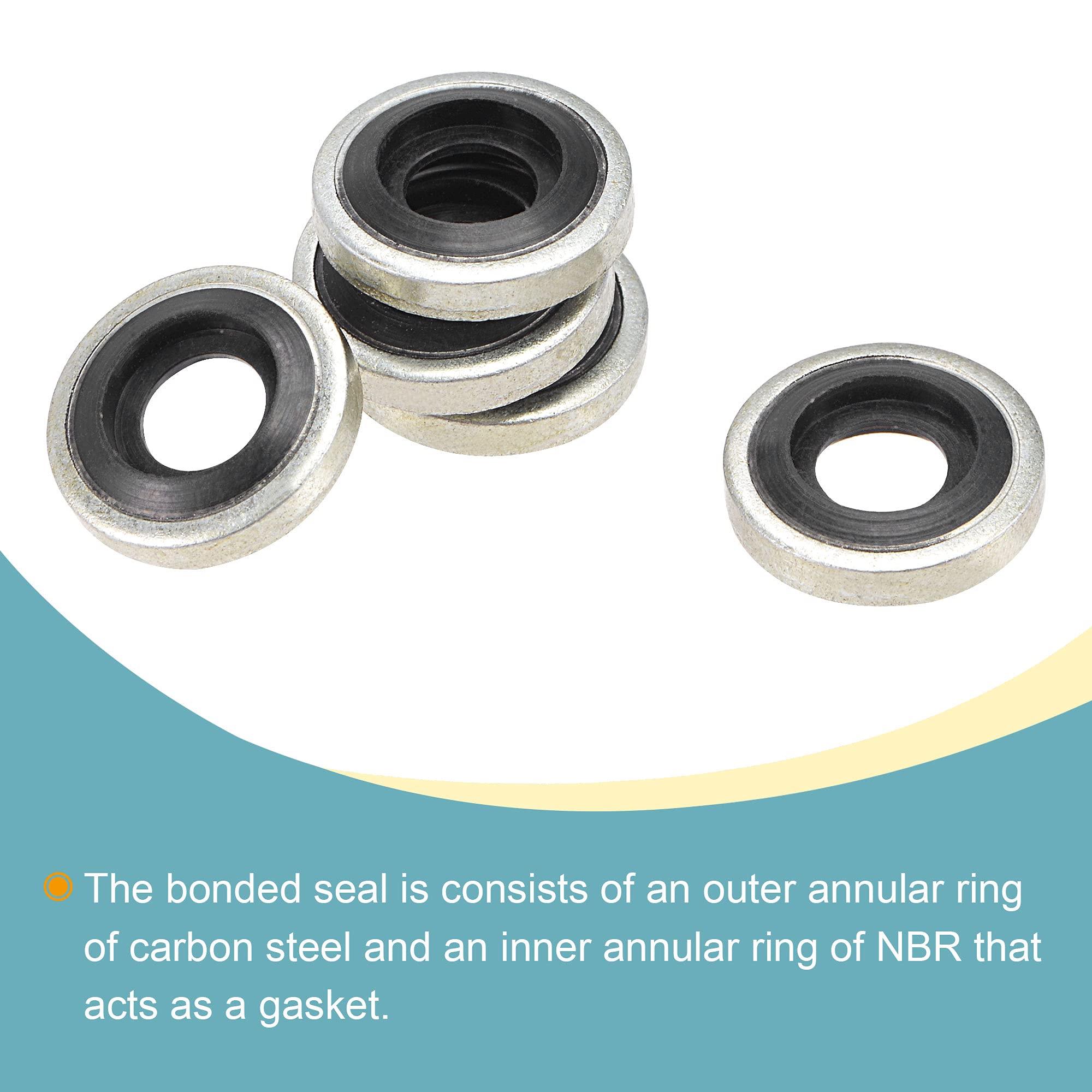 200PCS Bonded Sealing Washers 12x4.2x2.8mm - Stainless Steel EPDM Rubber Backed Screw Gaskets