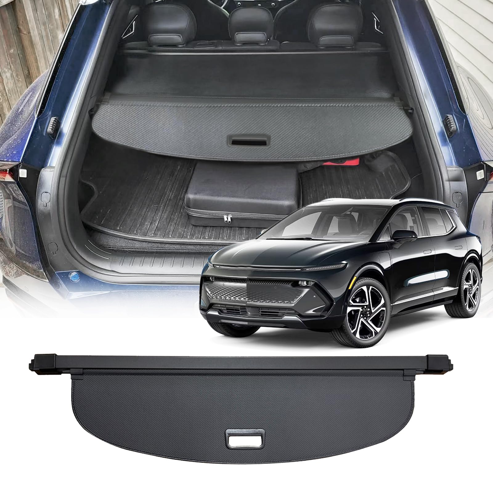 Cargo Cover for Chevrolet 2024-2026 Chevy Equinox EV Accessories,Carbon Fiber Texture Retractable Trunk Cover Privacy Screen Luggage Security Shield Shade(for EV Only,Not for Chevy Equinox)
