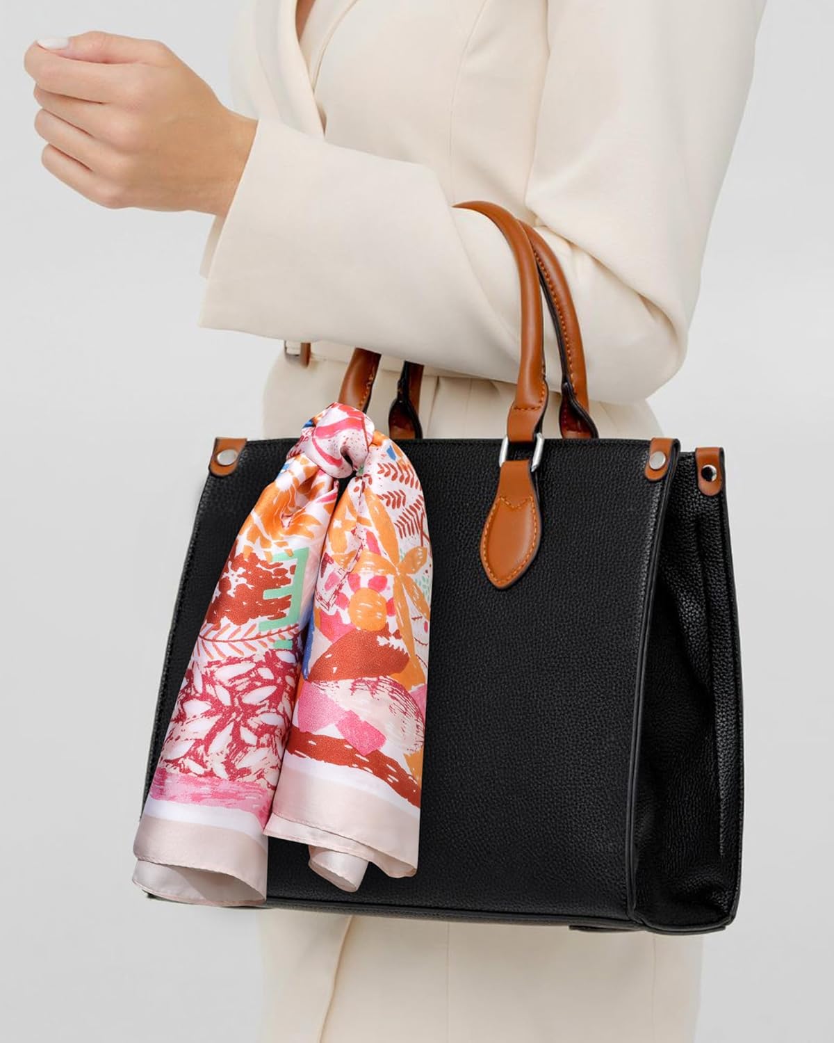 AWAYTR 27.5” Silk Satin Square Head Scarf - 4PCS Satin Head Scarves for Women Hair Kerchief Bandanas Sleeping Head Wraps - Image 6