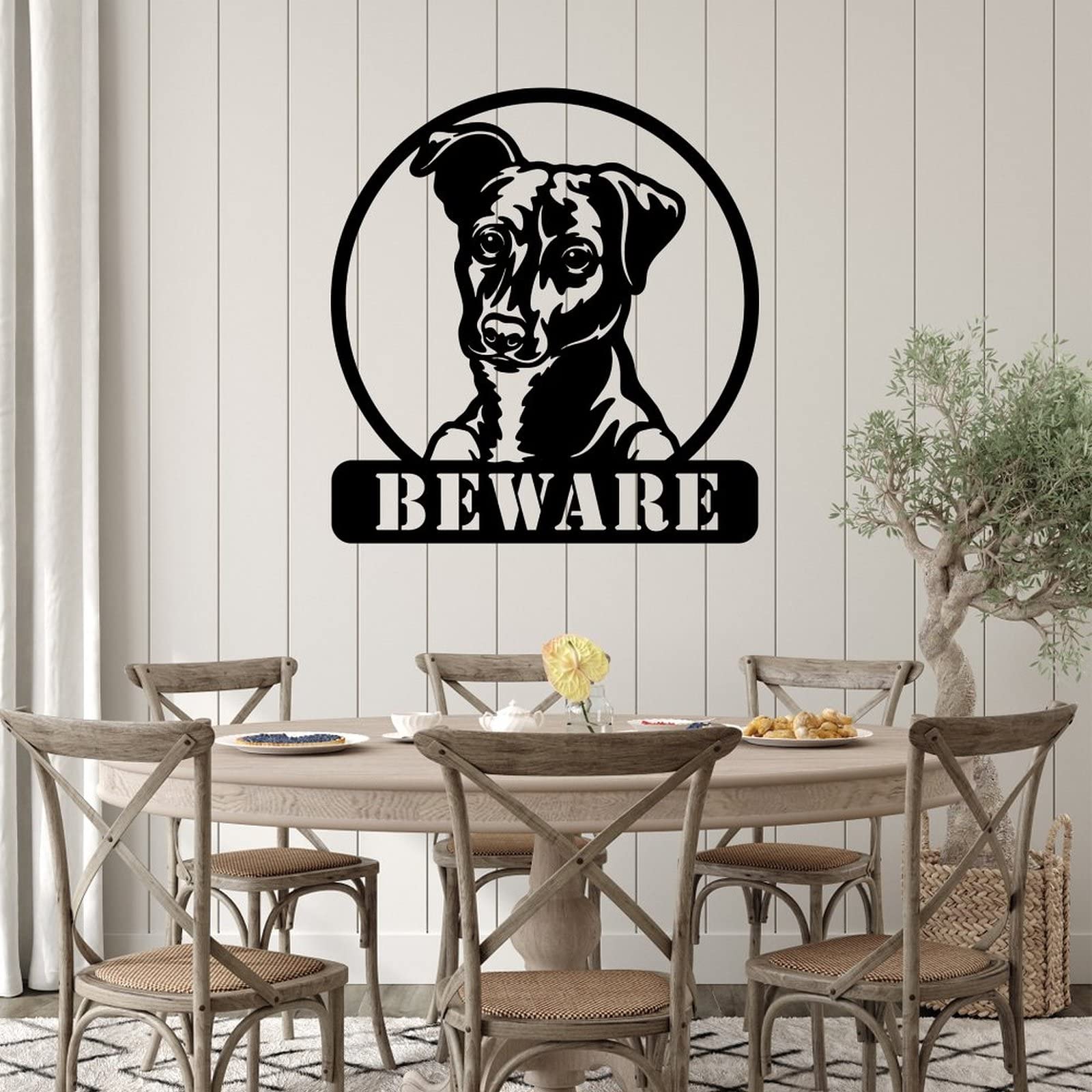 Plaque en métal beware 61 cm pour sécuriser et décorer votre propriété