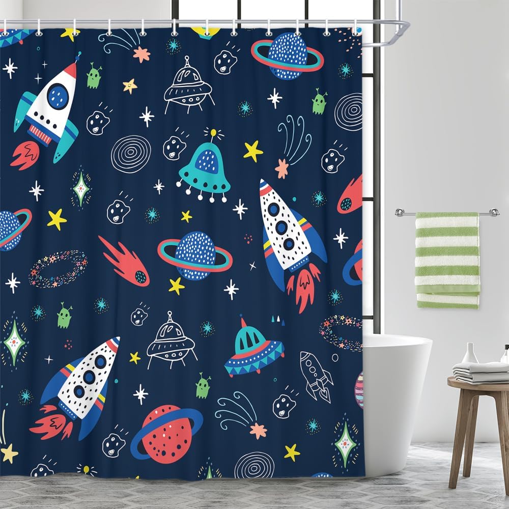 Kids Rainbow Floral Shower Curtains, Retro Colorful Spring Flowers Bath Curtain, White Modern Restroom Waterproof Polyester Fabric Shower Curtain Set with 12 Hooks,72X72IN