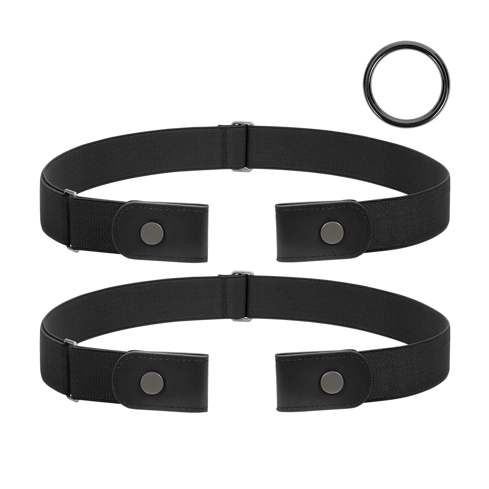 JasGood 2 Stück Herren Schnallenfreier Elastischer Gürtel Ohne Schnalle, Schnallenloser Unsichtbarer Gürtel für Herren 3,5cm Breite
