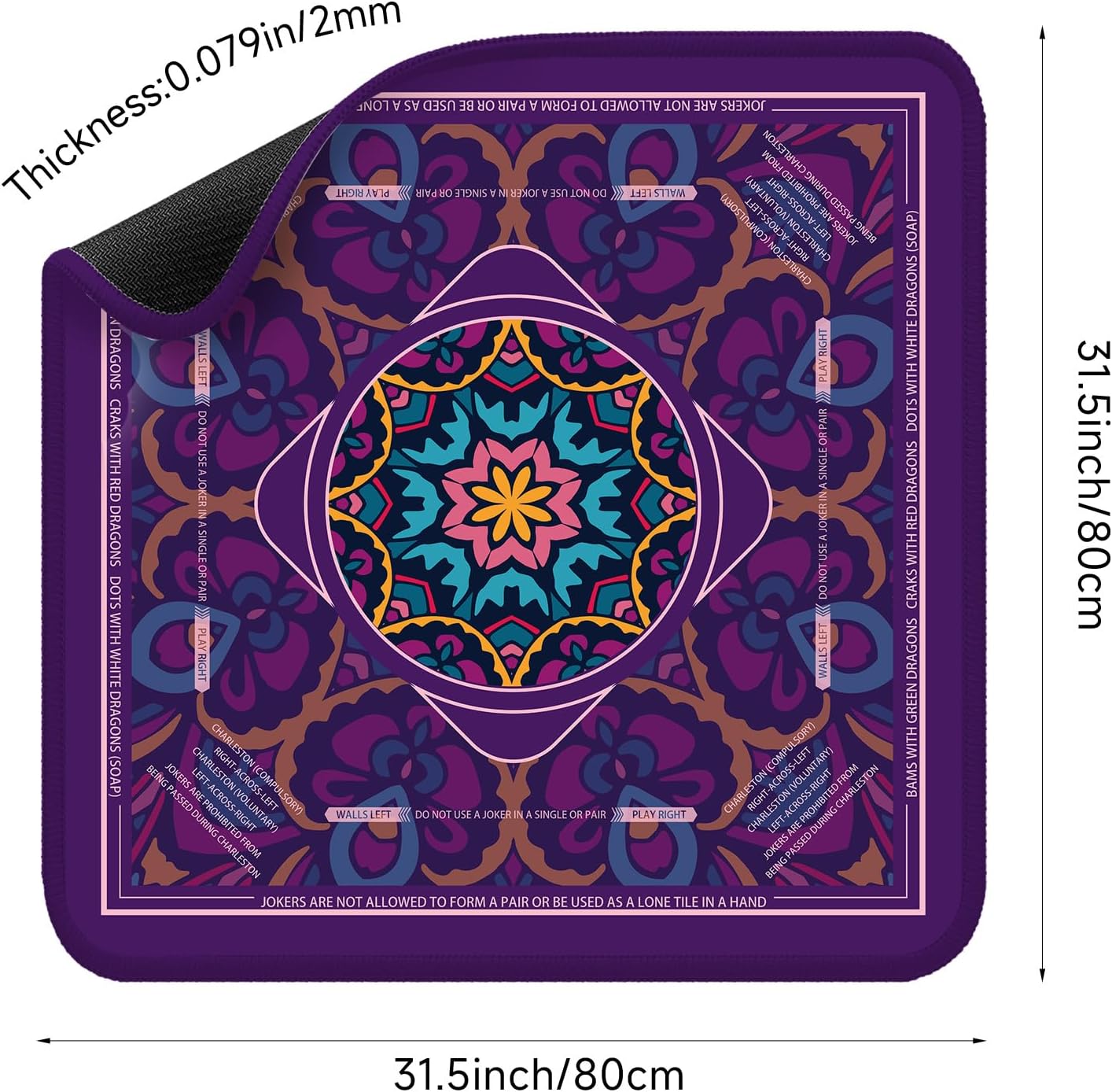 Mahjong Mat for Table Durable Mahjong Table Cover with Unique Design, Premium Mahjong Accessories, Perfect Mahjong Gifts for Women, Game Mat for Mahjong and Board Game Enthusiasts (Royal Mandala)