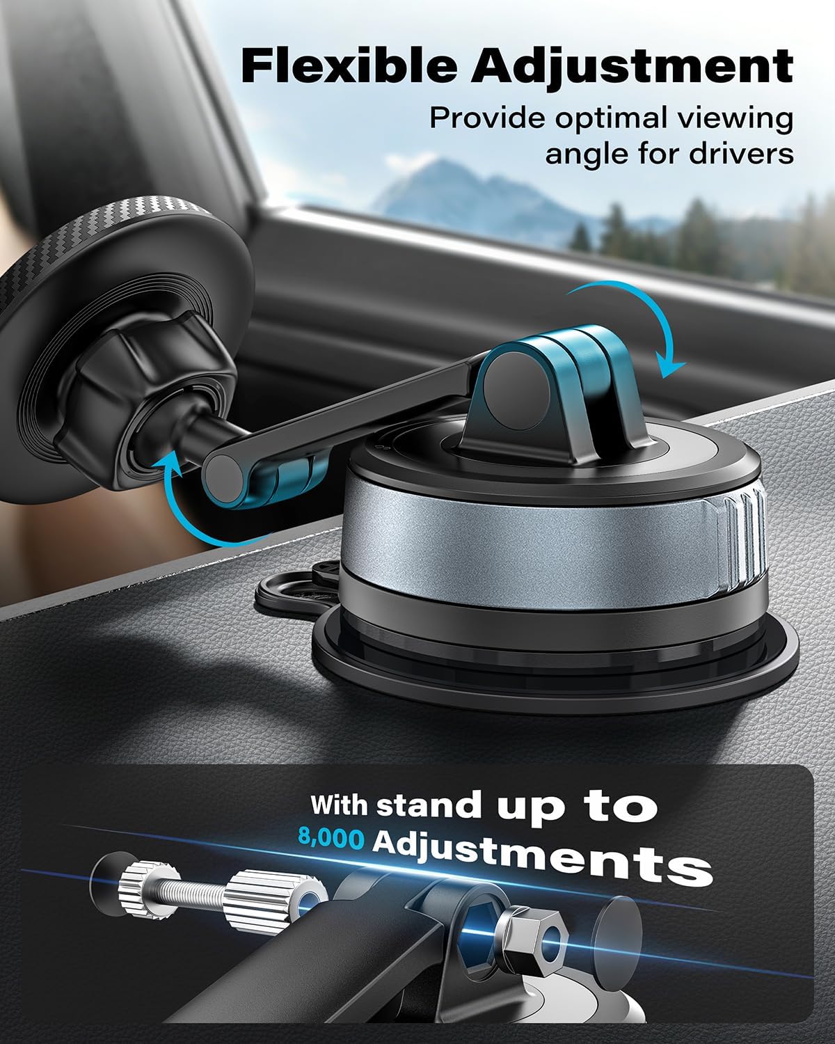 OQTIQ Magnetic Phone Holder for Car, Suction Cup Phone Mount for MagSafe image 2