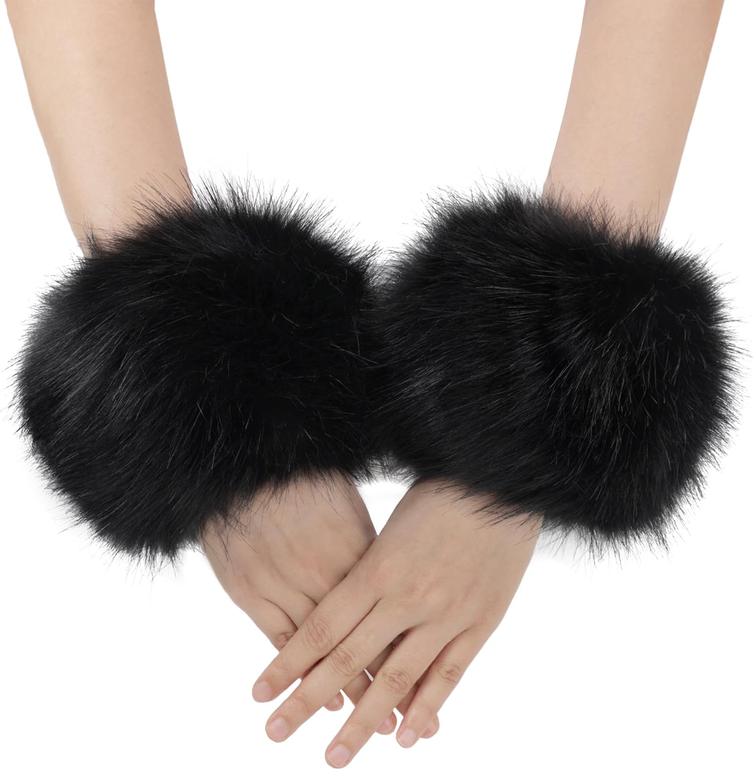 Winter Faux Fur Fluffy Wrist Cuffs – Soft & Cozy Fuzzy Wrist Warmers for Women