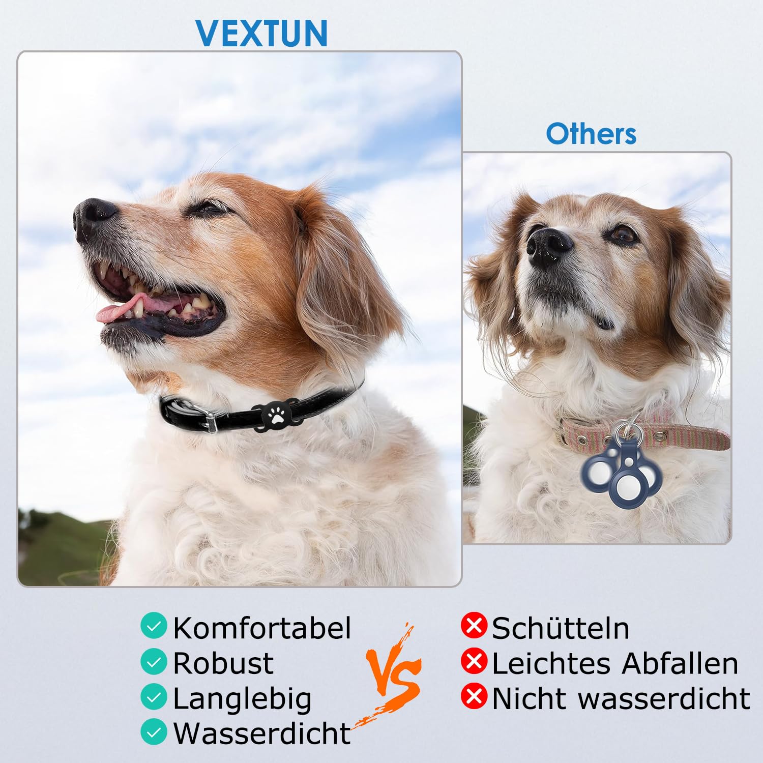 Haustier-Tracker für Android-Handys mit Halsbandhülle, Bluetooth-Tracker, austauschbare Batterie, IP68 wasserdicht für Hunde/Katzen, kompatibel mit Google Find Hub (nur Android, kein GPS), 1 Stück