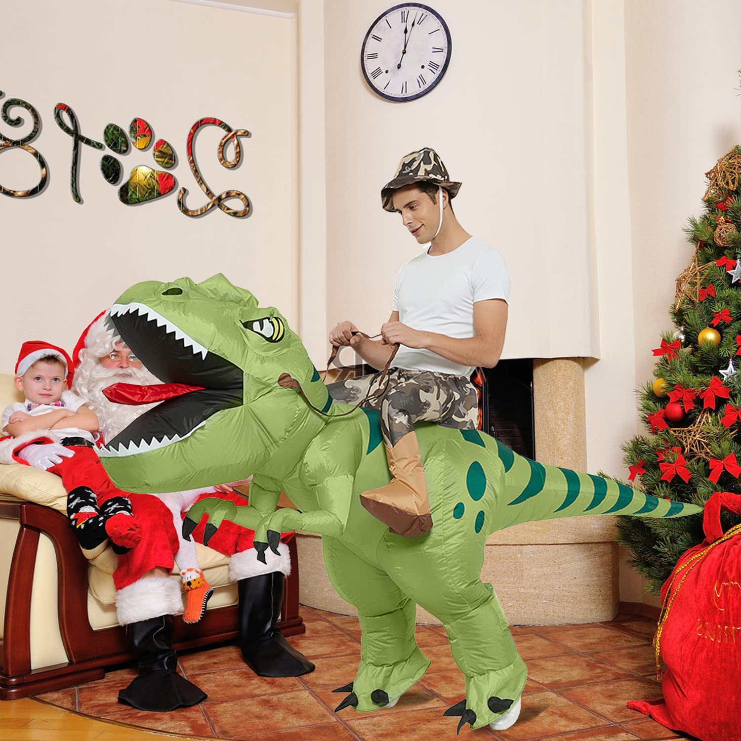 Costume de dinosaure Costume Gonflable Dino à Cheval sur Un Jouet Gonflable de Dinosaure pour Fêtes Halloween Anniversaires Cosplay POELOFIRMX QTICDONAIWADS Unisexe (Erwachsene)