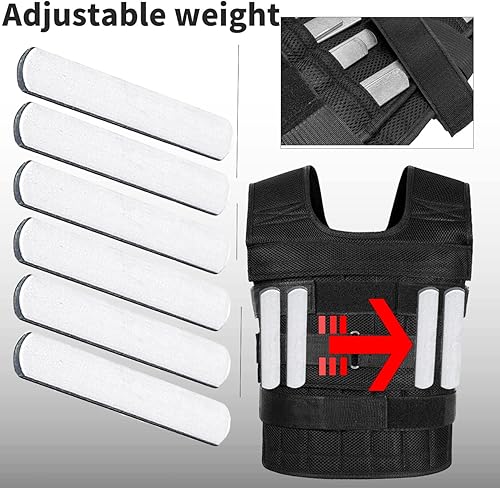 Miniatura 5 de FlidRunest 6 placas de acero con peso para chaleco, equipo de entrenamiento de fuerza ajustable, bloque de saco de arena con rodamiento de carga,