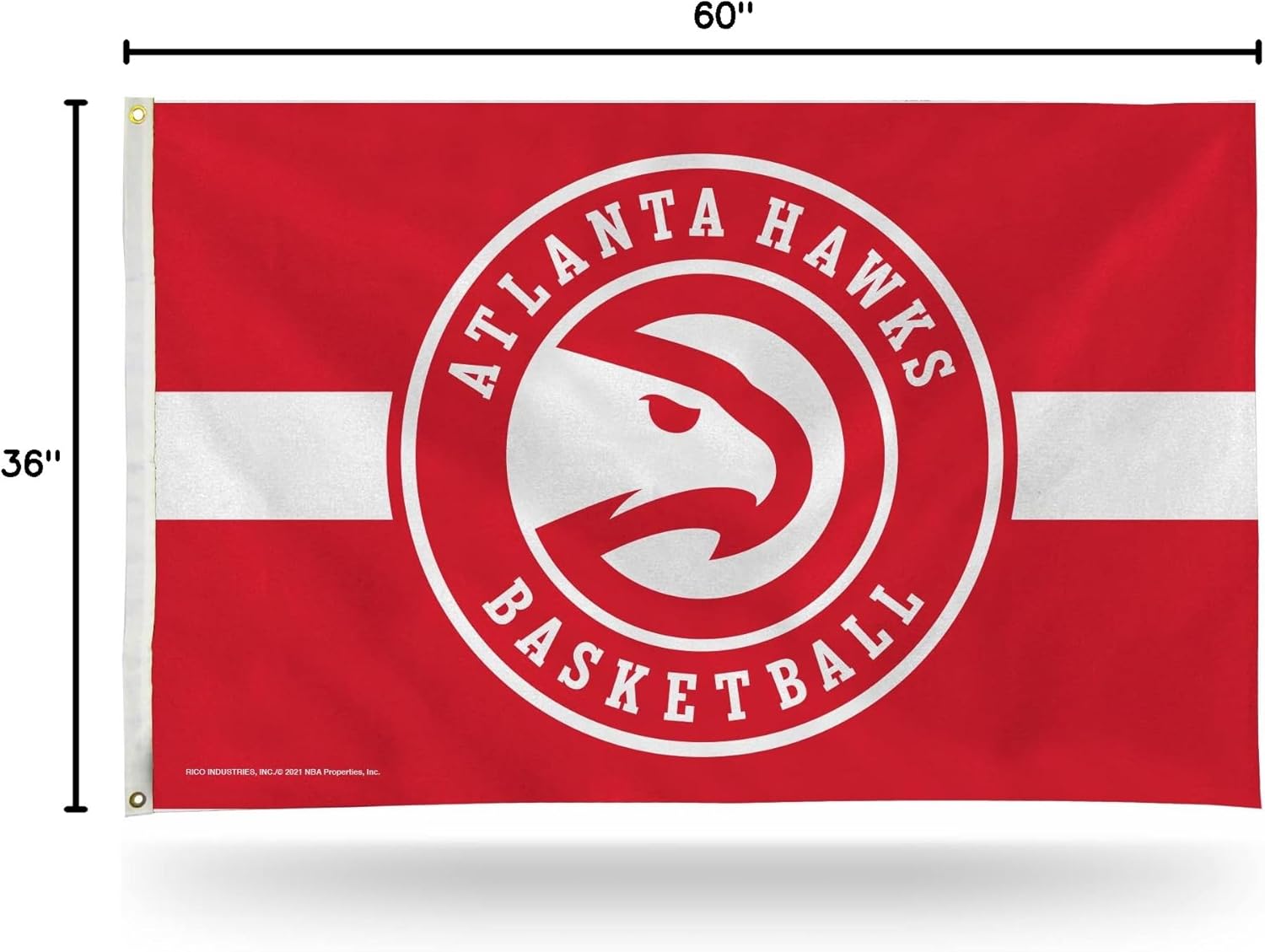 Rico Industries NBA Basketball Atlanta Hawks Red with White Stripe 3' x 5' Banner Flag Single Sided - Indoor or Outdoor - Home Décor