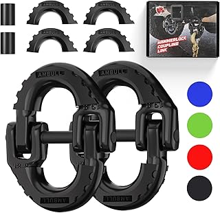 AMBULL 2 Pack 1/2" Safety Chain Connector Link, G80 Tow Hitch Hammerlock Coupling Link, Tow Chain Connector with 12000 lbs Loading (Black)