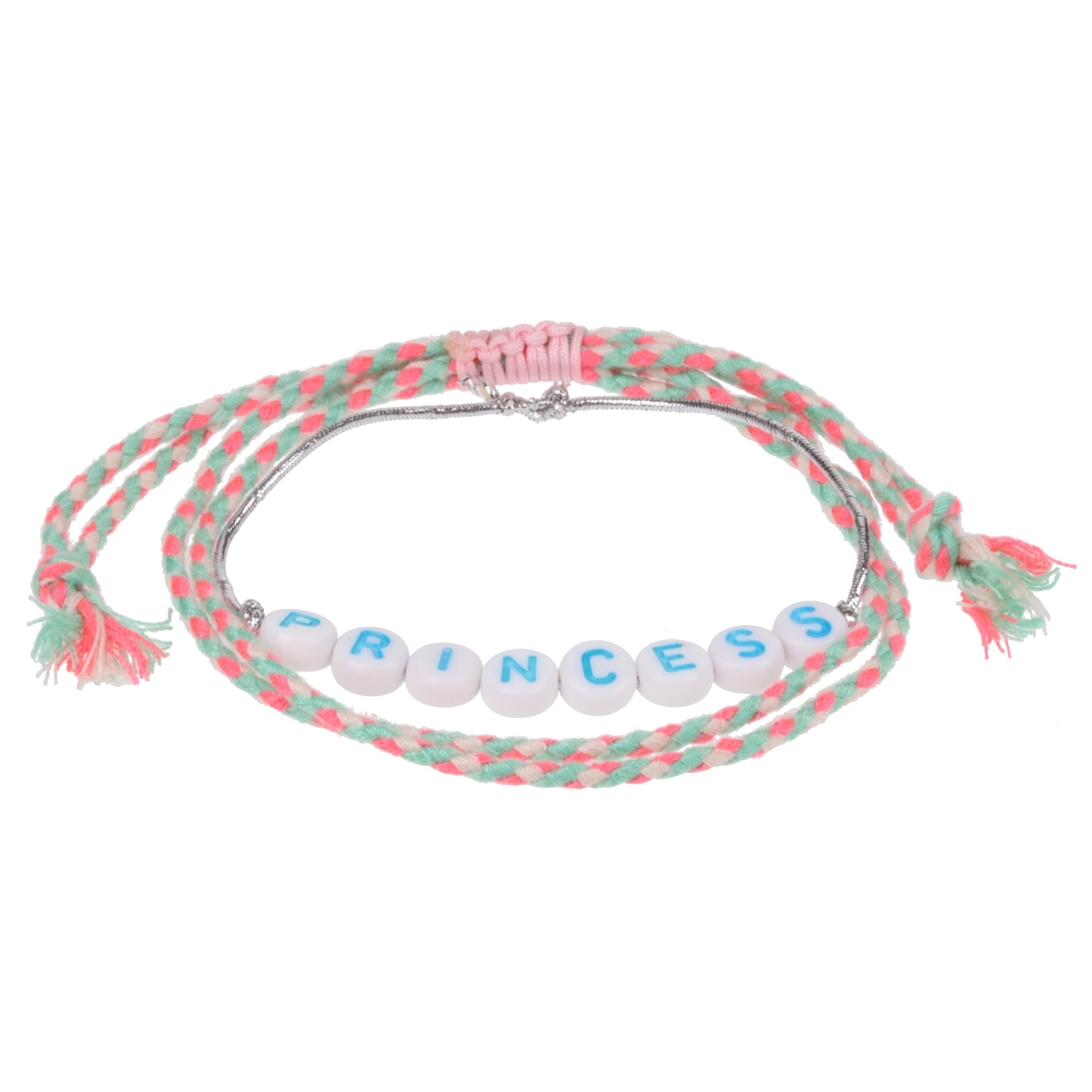 Stands Out, Supplying Outstanding Gifts Princess Personalised Girls Friendship Bracelet Message Multicolour Pink Alphabet Bead