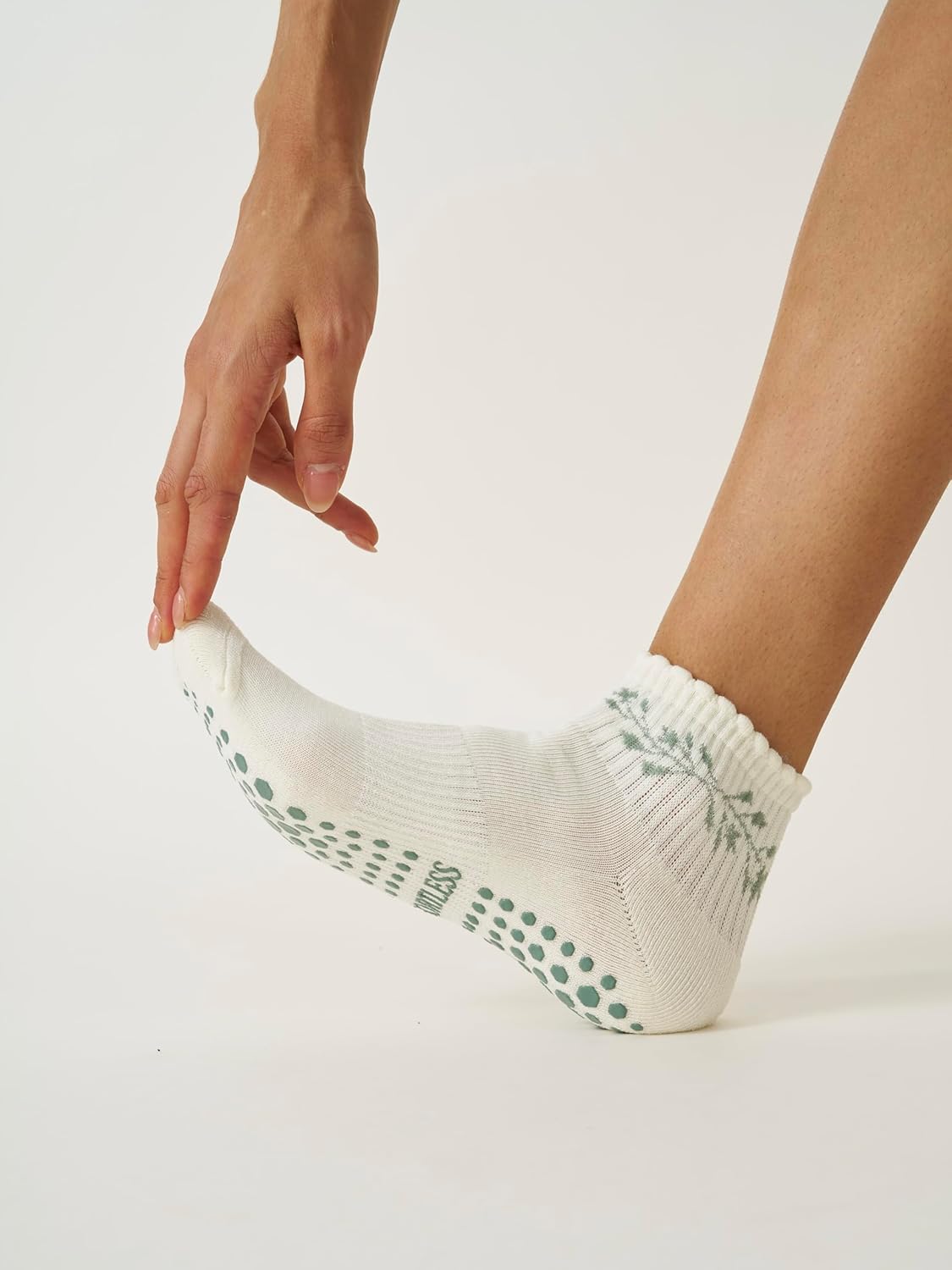 Shapes Studio Cropped Crew Grip Socks, Cutest Fruits Pilates Socks, Ruffle socks, Non-Slip, Barre Yoga Fitness - Image 7