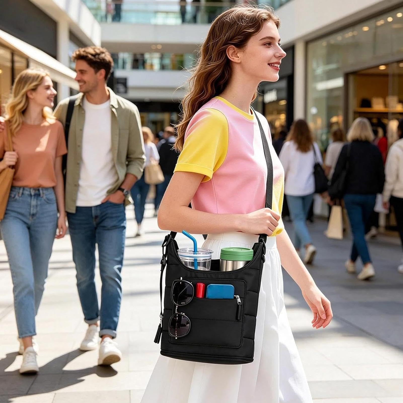 Wasserflaschen-Tasche mit Riemen, Outdoor-Organizer-Tasche mit Handyfach | Wasserflaschenhalter für Outdoor-Aktivitäten, Wandern, Camping, Laufen, Reisen, Telefon, Fitnessstudio, Sport