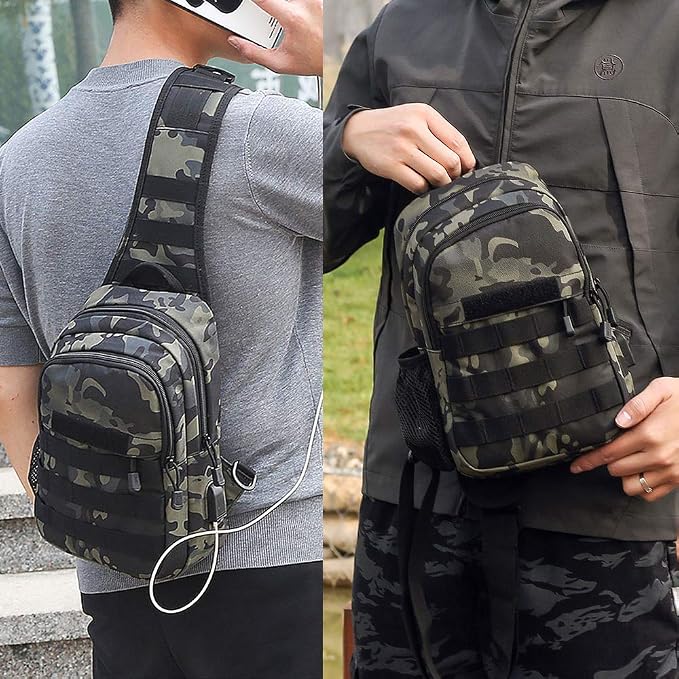 BAIGIO Mochila Cruzada Hombre Bolsa de Hombro Bandolera Mochila de Pecho  Estilo Militar Sling Mochila Frontal Bolso Messenger para Usar al Aire  Libre Camping Ciclismo Excursionismo (Camo) : Amazon.es: Deportes y aire