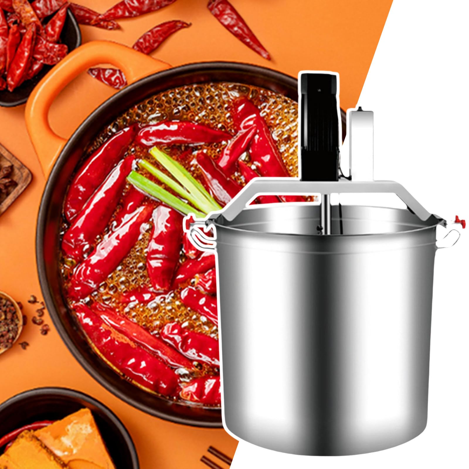 SENJINGHUA Automatic Jam Stirrer, 40L/80L/140L Stainless Steel Hot Pot Seasoning Bottom Soup Sauce Stirrer, for Hotel Restaurant Food Factory, Commercial Food Stirrer Pot,80L-220V