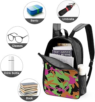 Double-Sided Wear Backpack Personalized Casual Daypack Primary School Bookbag Camouflage Colorful