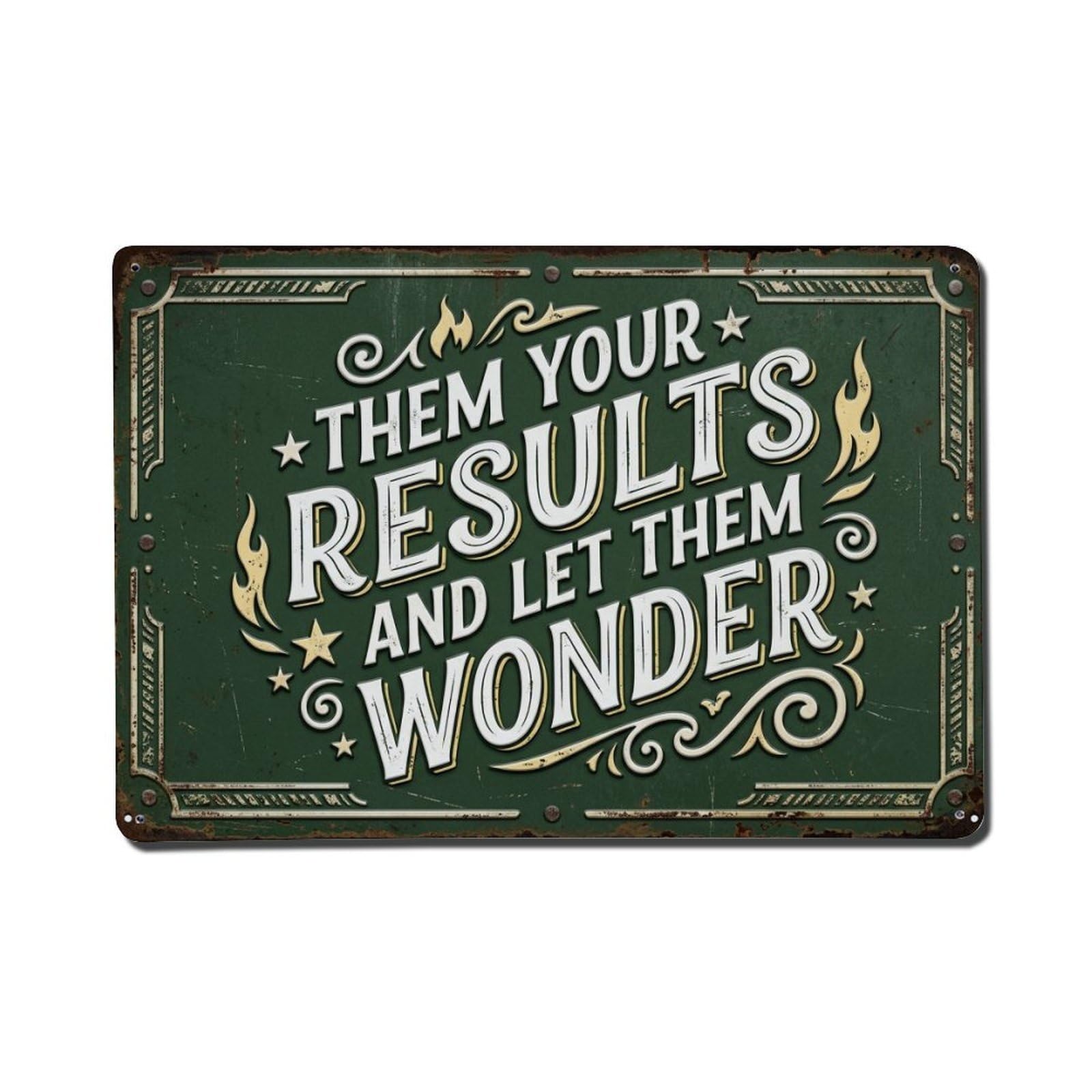 Results Speak Louder Gym Retro Motivational Slogans 1 Metal Tin Sign Plaque Wall Decor for Cafe, Club Bar, Office, Home Garden Metal Poster 8x12Inch