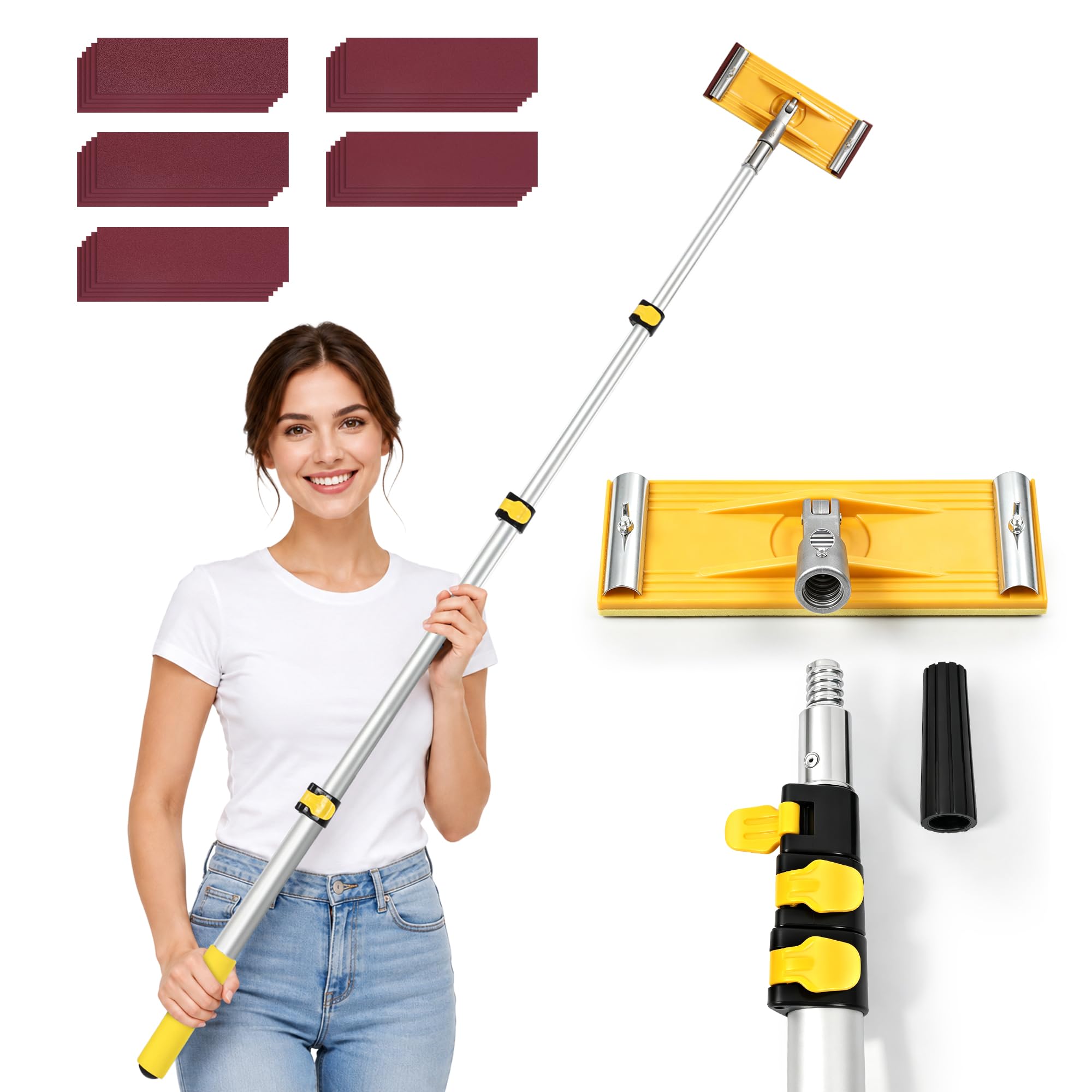 Drywall Pole Sander - Telescoping & 25 Sheets -1