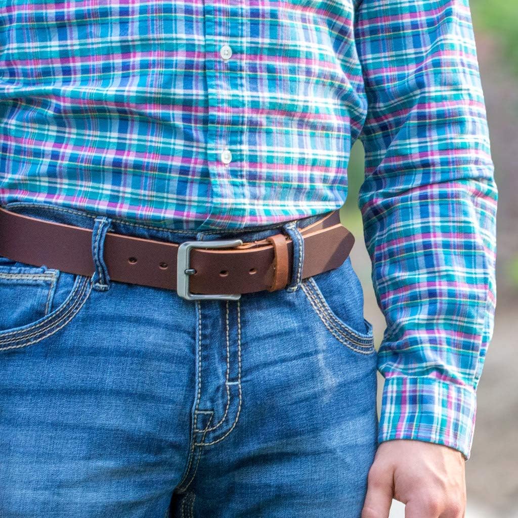 Roan Mountain Titanium Belt - Brown | USA-Made Genuine Full Grain Leather with Certified Nickel Free Titanium Buckle